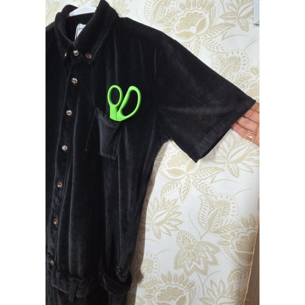 NEW WITH TAGS MENS Romper Jack Velour Velvet Black Jumpsuit LARGE - Picture 8 of 11